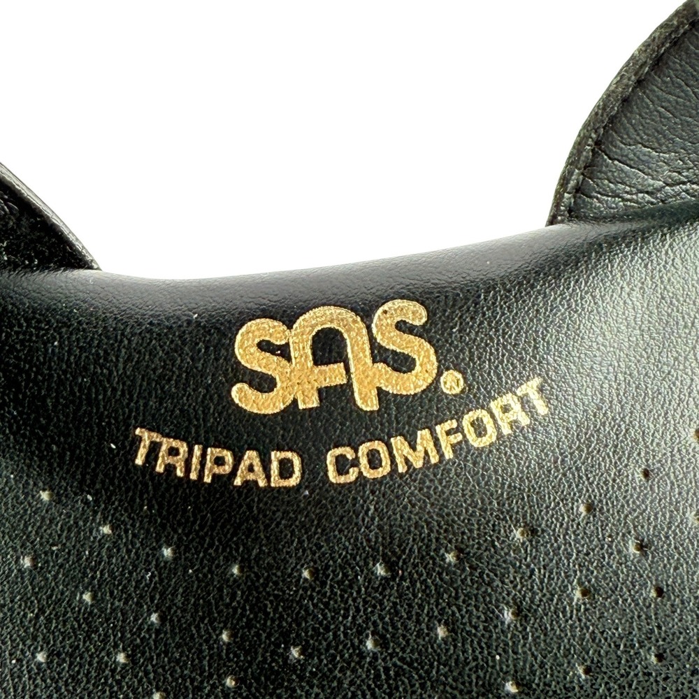 SAS Strippy Quarter Strap Wedge Sandal Black Patent Size 8.5 Narrow - Picture 8 of 16